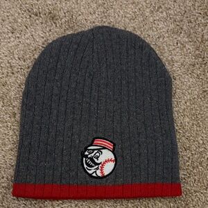 Cincinnati Reds Mr. Red - Gray Beanie with Red Trim and Baseball Logo